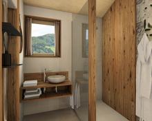 Visualisierung eines Bads mit einer begehbaren Dusche